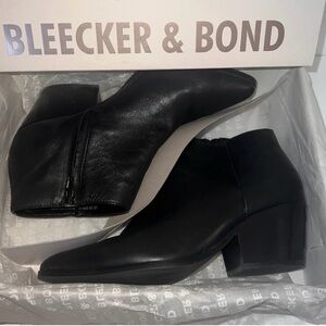 Bleaker and Bond Black Leather Ankle Boots Size 6.5 EUC